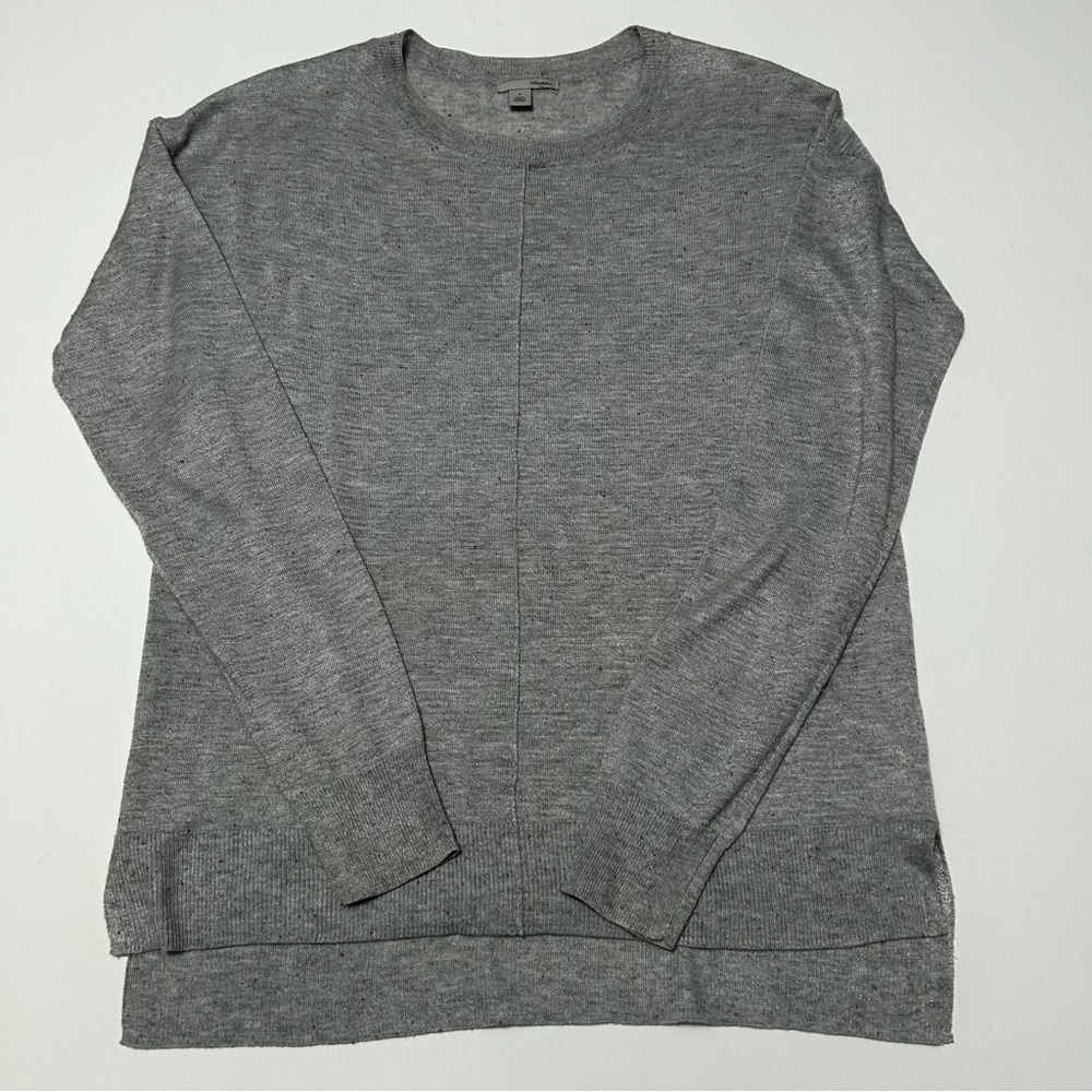 Halogen Women's Gray with Tiny Pink Dots Crewneck Sweater Size Small